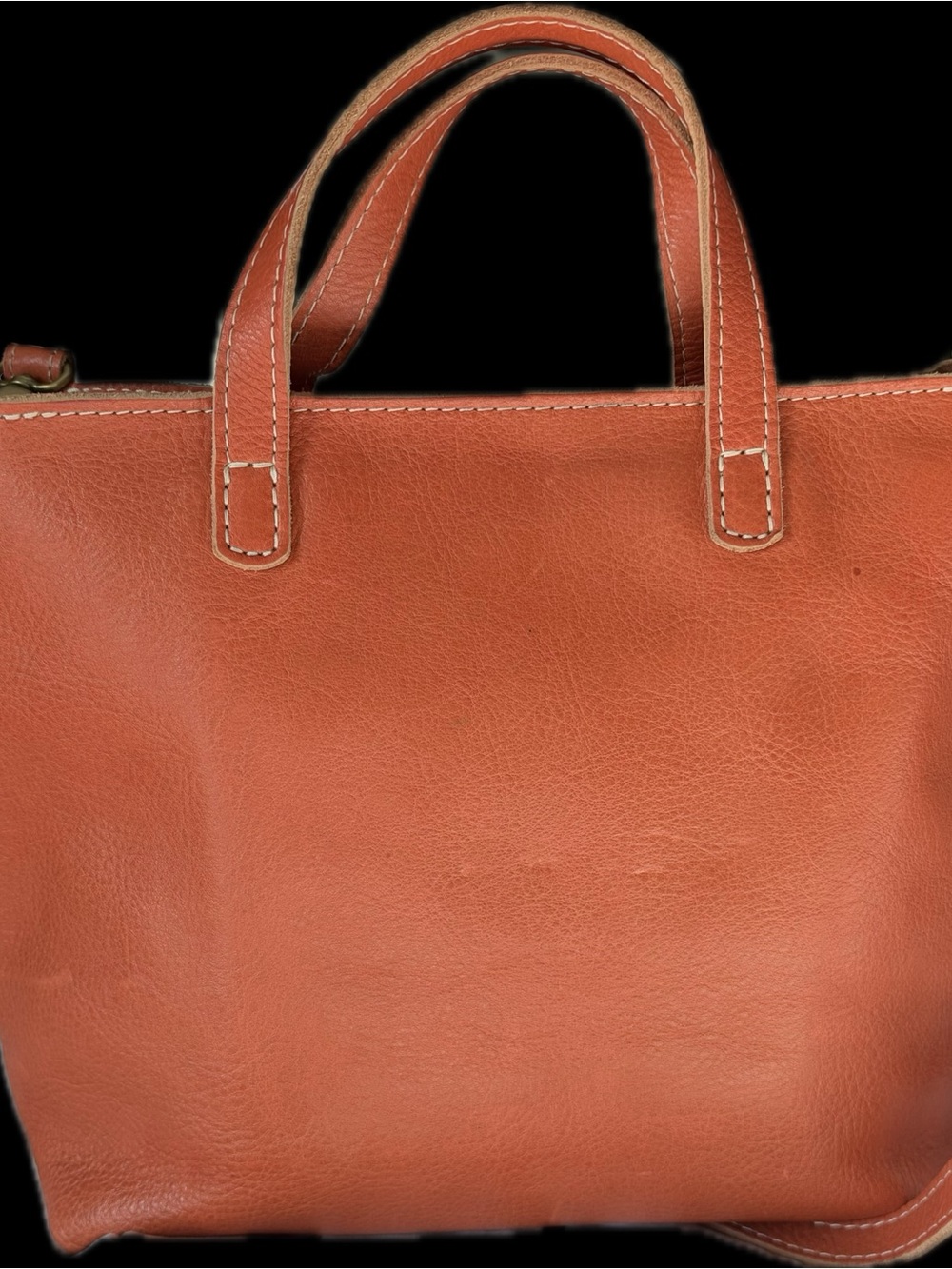 Portland Leather Goods Orange Leather Crossbody Tote Bag Handcrafted